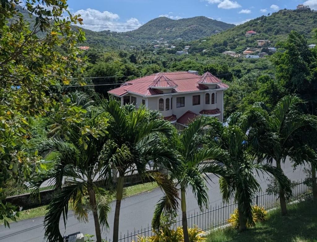 Mountainous terrain in Saint Lucia, highlighting the need for a safe and secure child car seat when driving with a toddler.