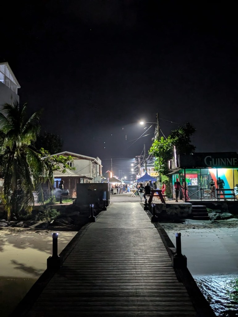 View from the beach back toward the lively Gros Islet Street Party in Saint Lucia