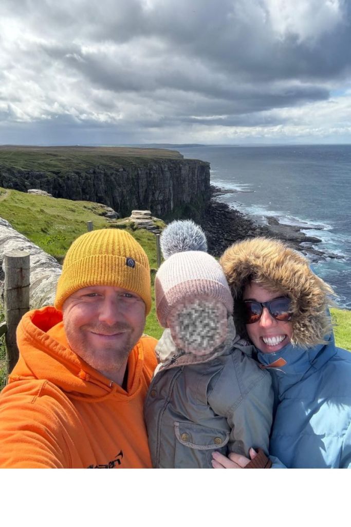 Wrapped up at Dunnet Head – the northernmost point of mainland Britain Family selfie at Dunnet Head in full winter gear during a spring NC500 road trip